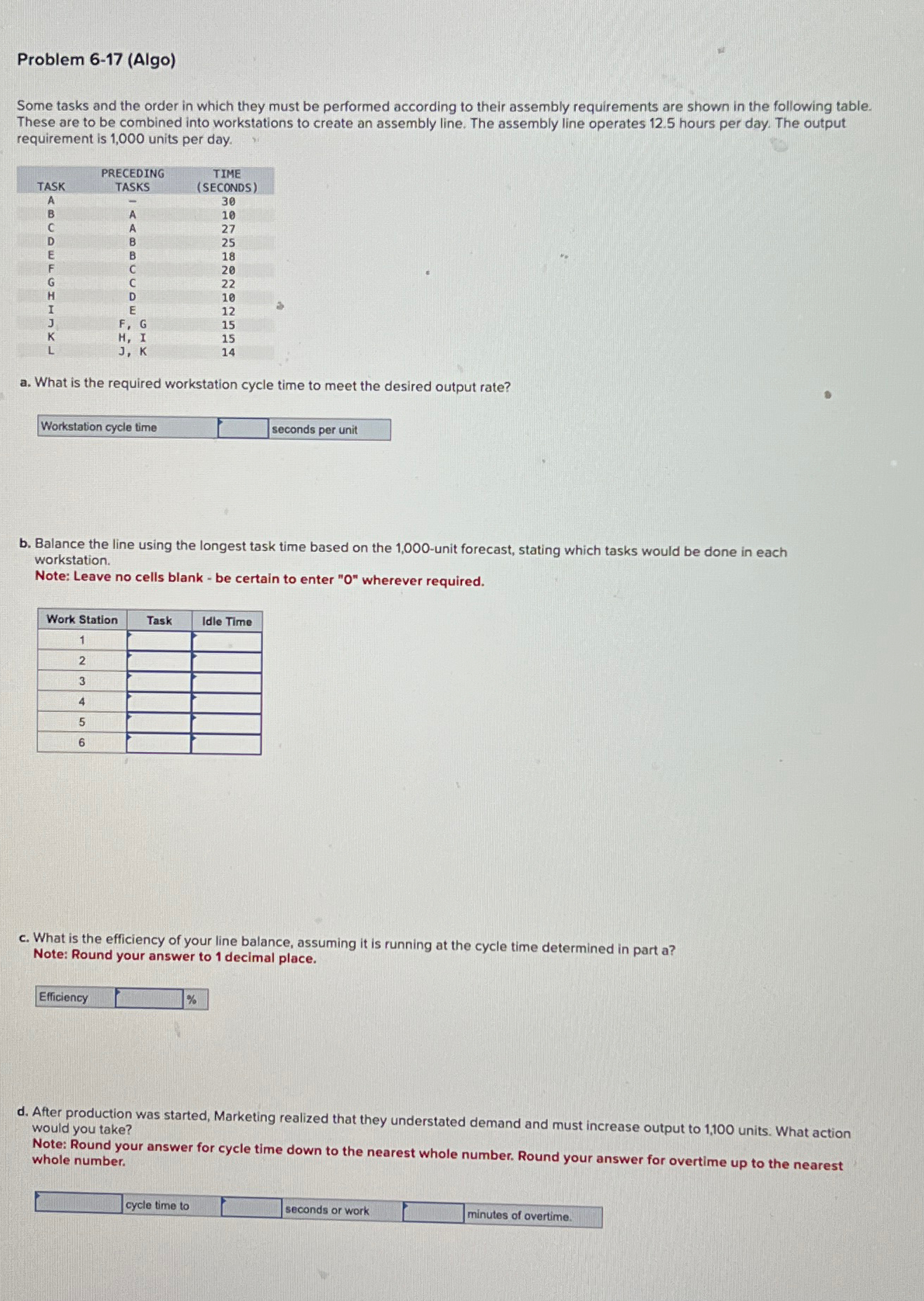  Problem 6-17(Algo) Some tasks and the order in which they must