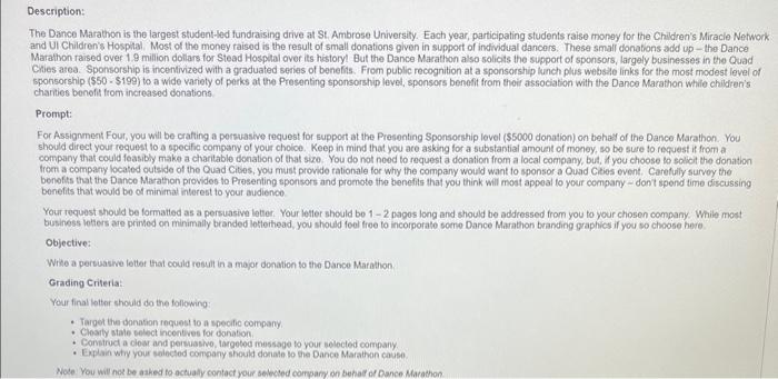 help please fast Description: The Dance Marathon is the largest student-led fundraising
