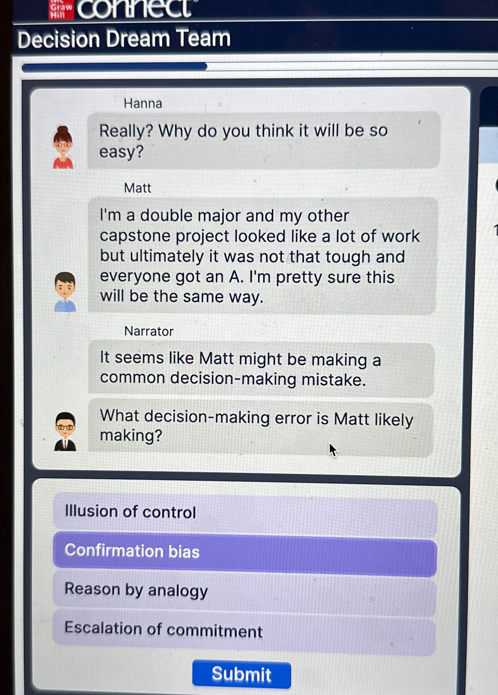  Graw Hill continect Decision Dream Team Hanna Really? Why do you