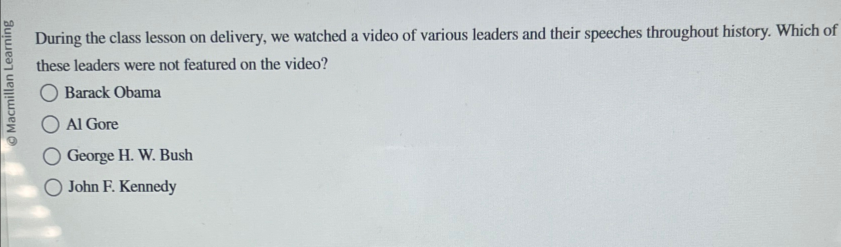  During the class lesson on delivery, we watched a video of