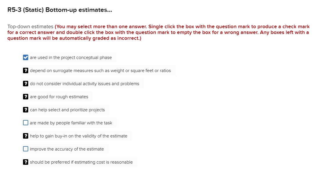 R5-3 (Static) Bottom-up estimates... Top-down estimates (You may select more than one
