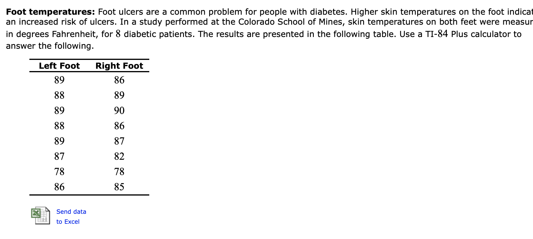 I need the answer for part 2 the correlation Foot temperatures: Foot