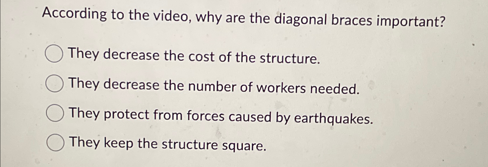  According to the video, why are the diagonal braces important? They