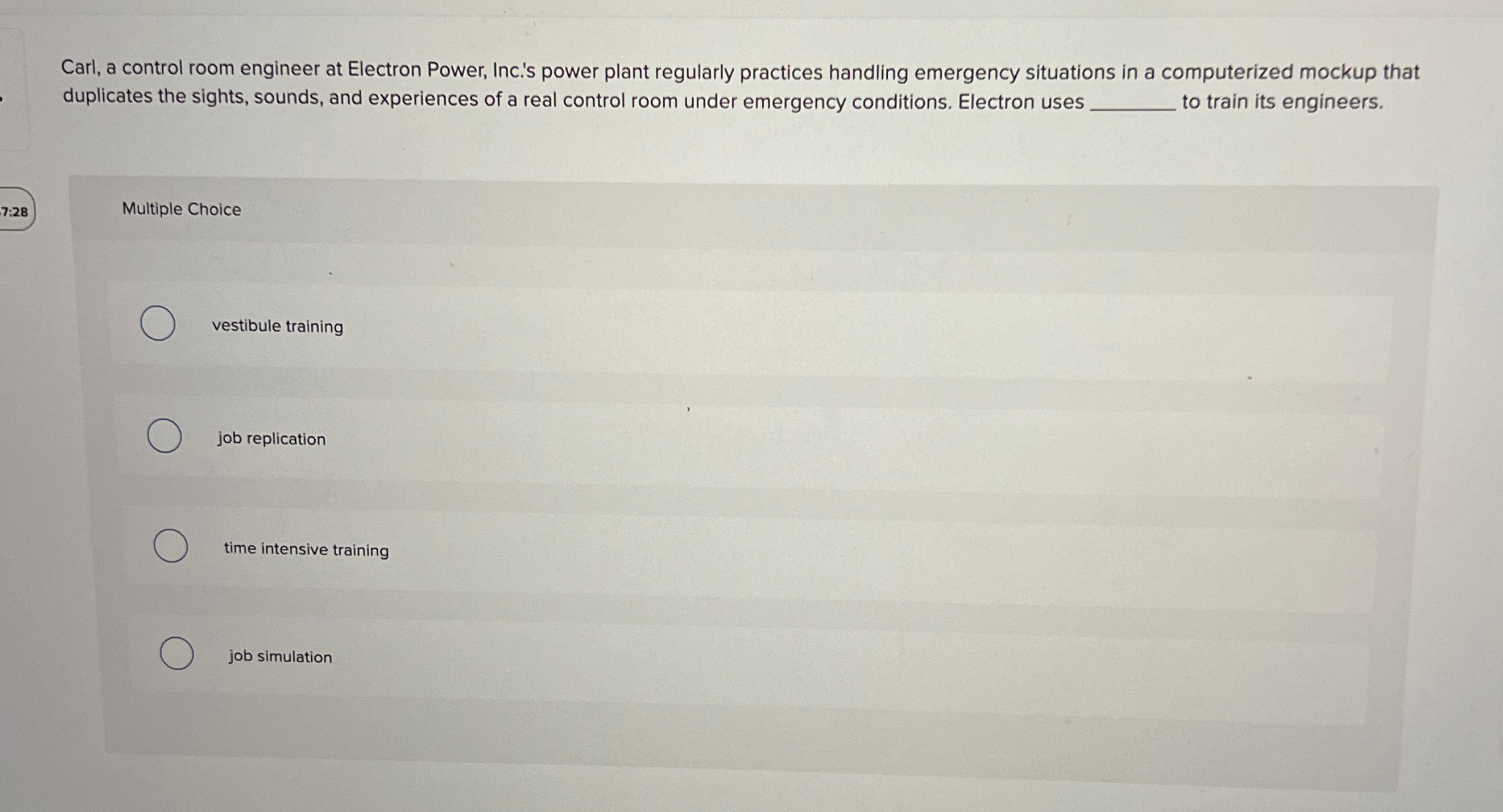  Carl, a control room engineer at Electron Power, Inc.'s power plant