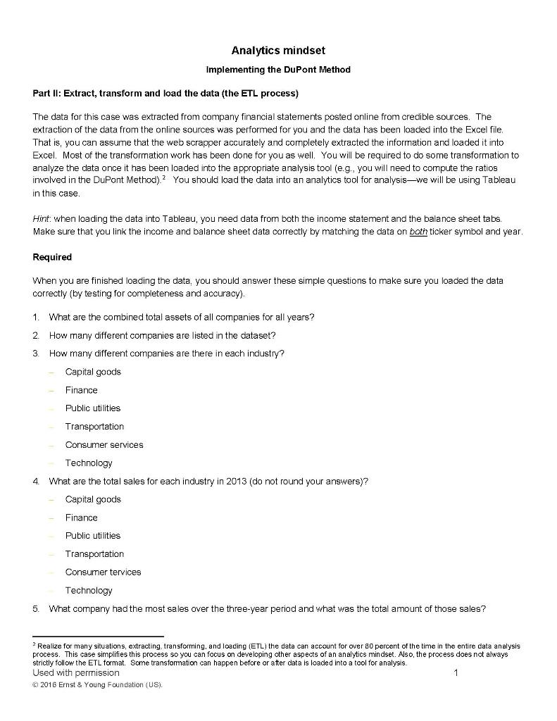  Required When you are finished loading the data, you should answer