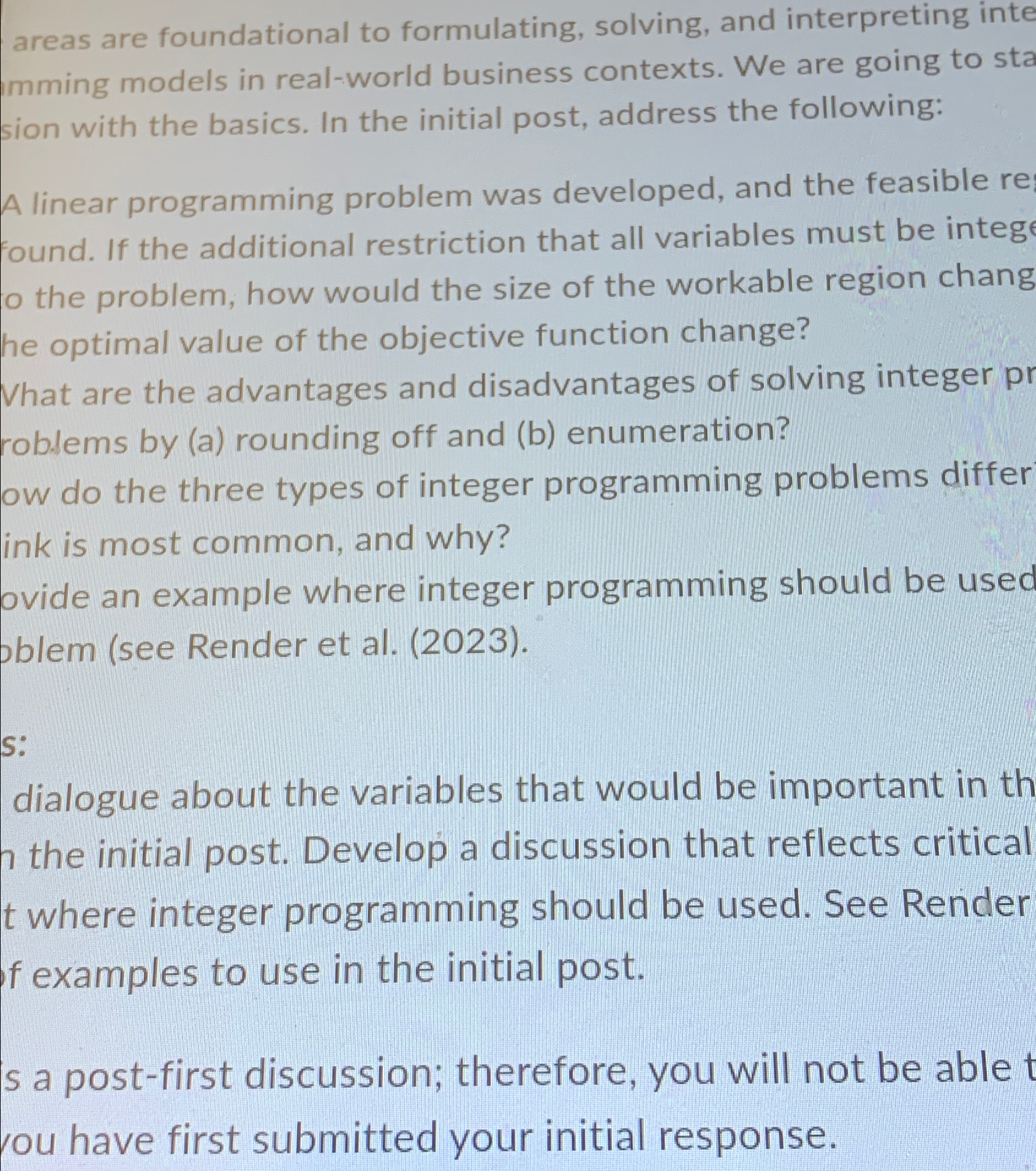  areas are foundational to formulating, solving, and interpreting inte imming models