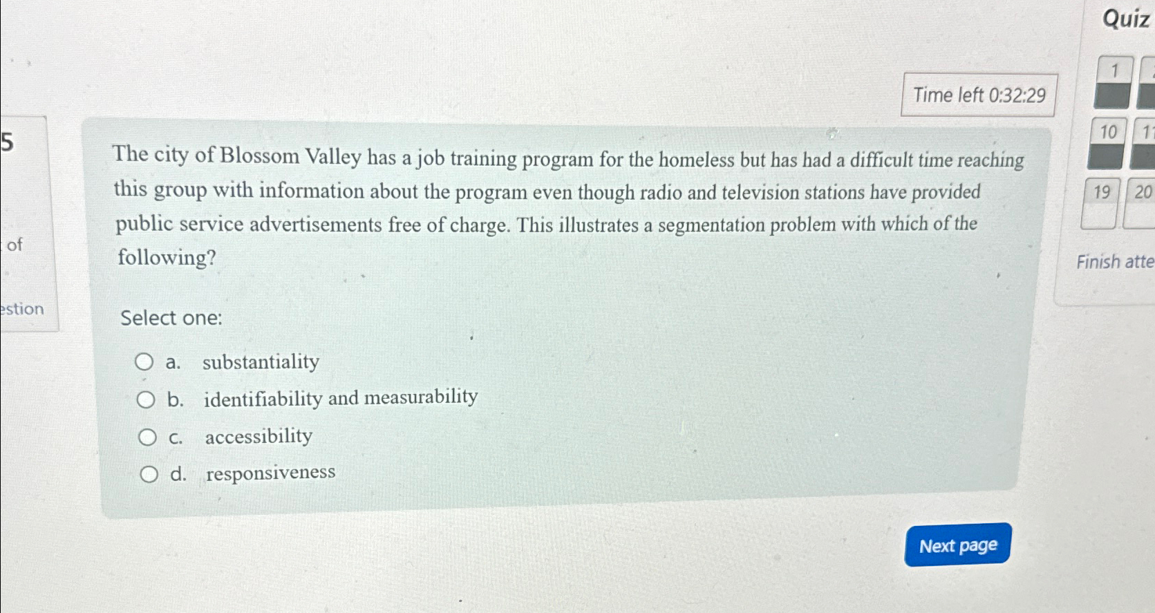  Time left 0:32:29 The city of Blossom Valley has a job