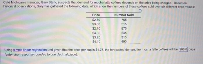 Please show work for getting the correct answer Caf Michigan's manager, Gary