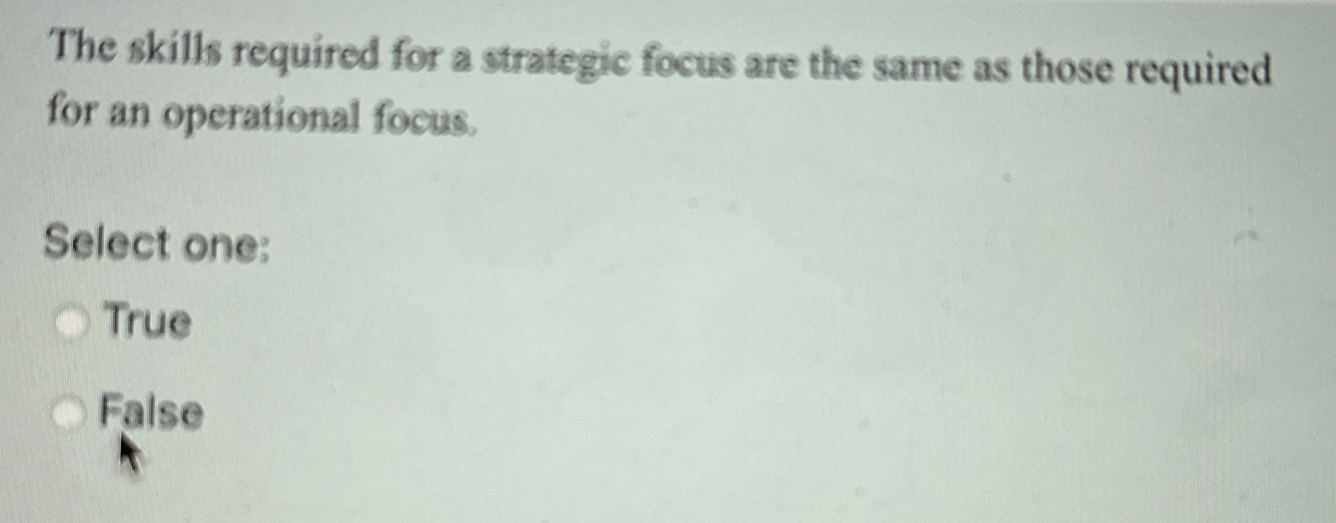 The skills required for a strategic focus are the same as