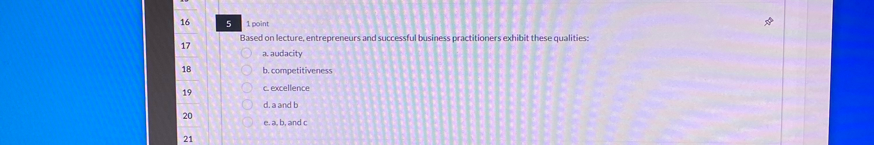  16 51 point 17 Based on lecture, entrepreneurs and successful business