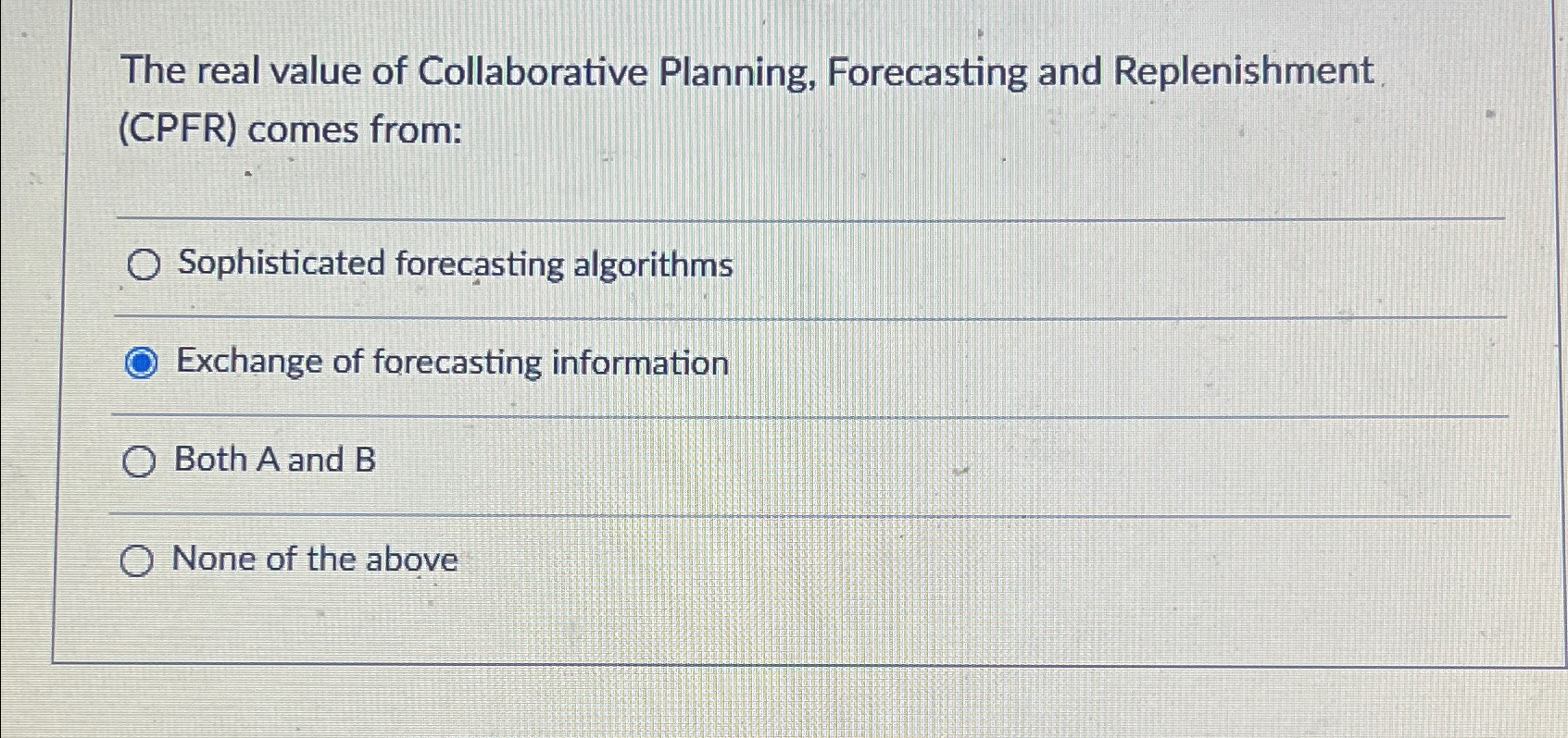  The real value of Collaborative Planning, Forecasting and Replenishment (CPFR) comes