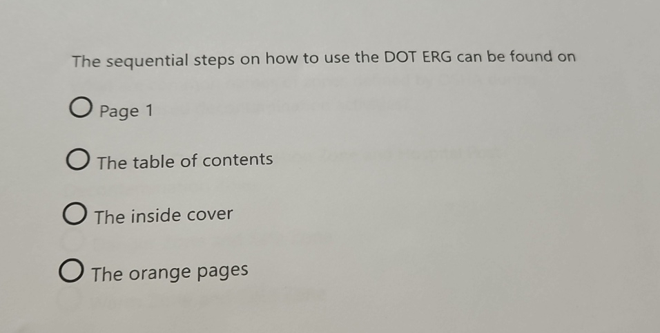  The sequential steps on how to use the DOT ERG can
