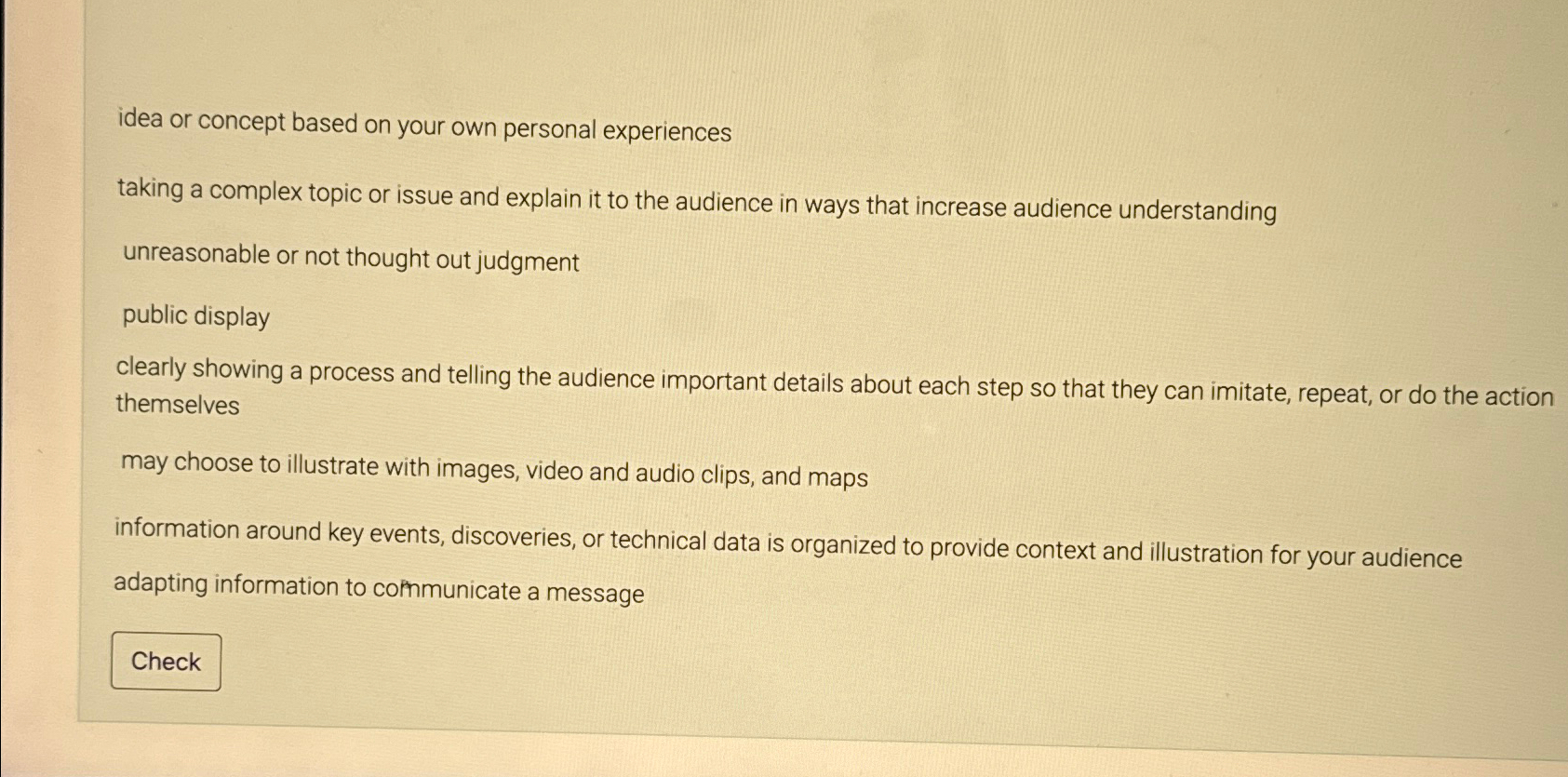  idea or concept based on your own personal experiences taking a