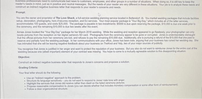 help please fast Business professiona is need to cominunicate bad news to