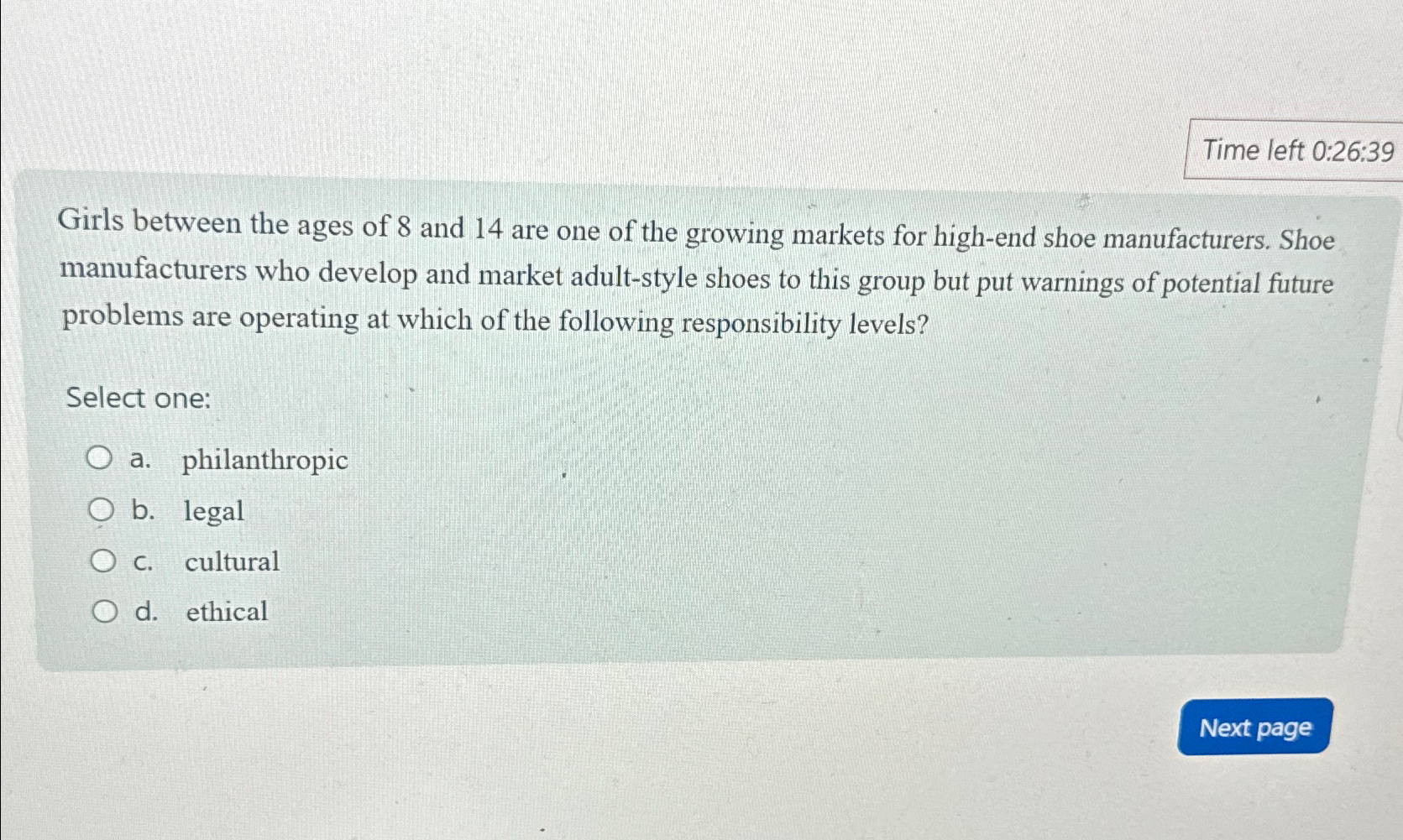  Time left 0:26:39 Girls between the ages of 8 and 14