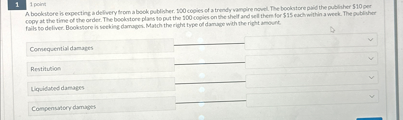  1 point A bookstore is expecting a delivery from a book