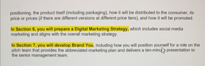 on an assignment to apply course material to build an abbreviated marketing