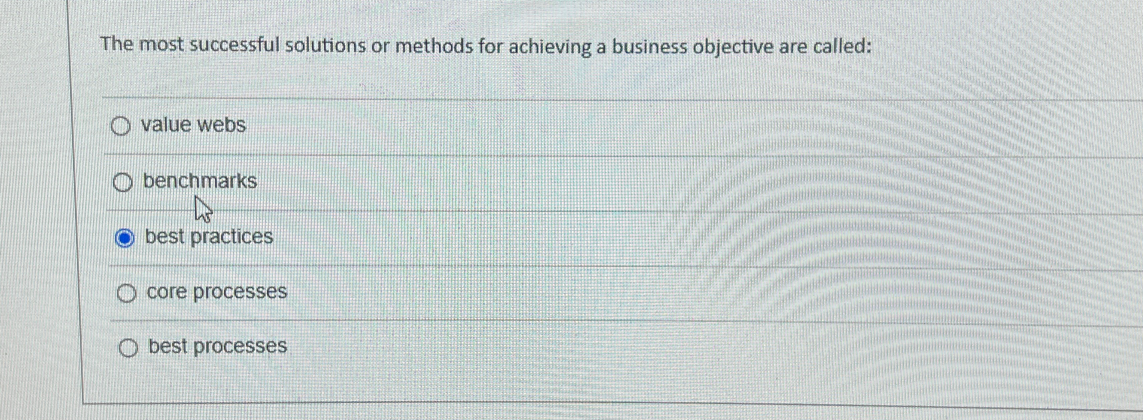  The most successful solutions or methods for achieving a business objective