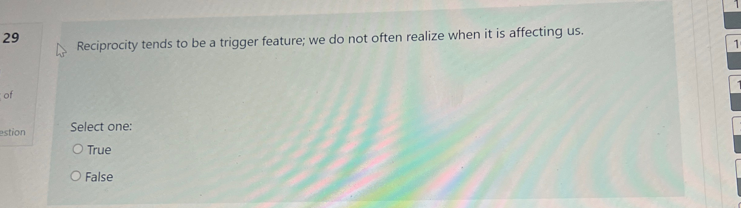  29 Reciprocity tends to be a trigger feature; we do not