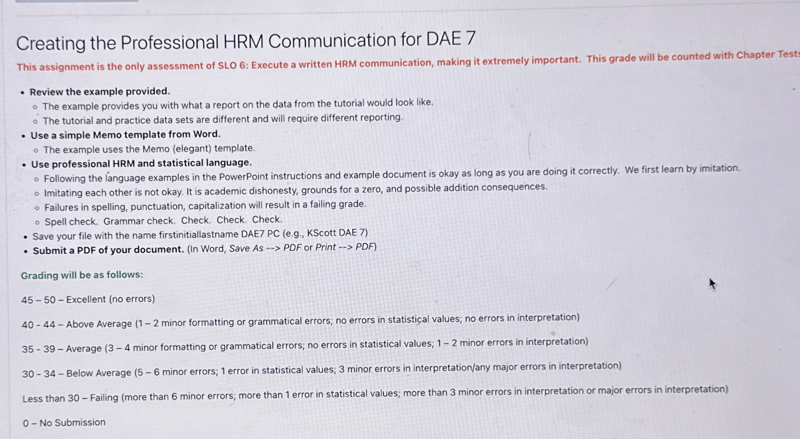  Creating the Professional HRM Communication for DAE 7 This assignment is
