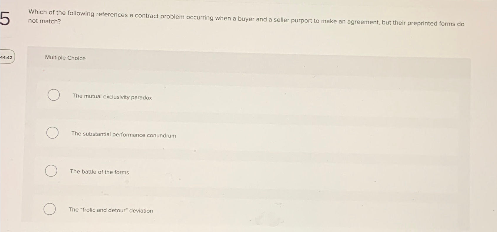  Which of the following references a contract problem occurring when a