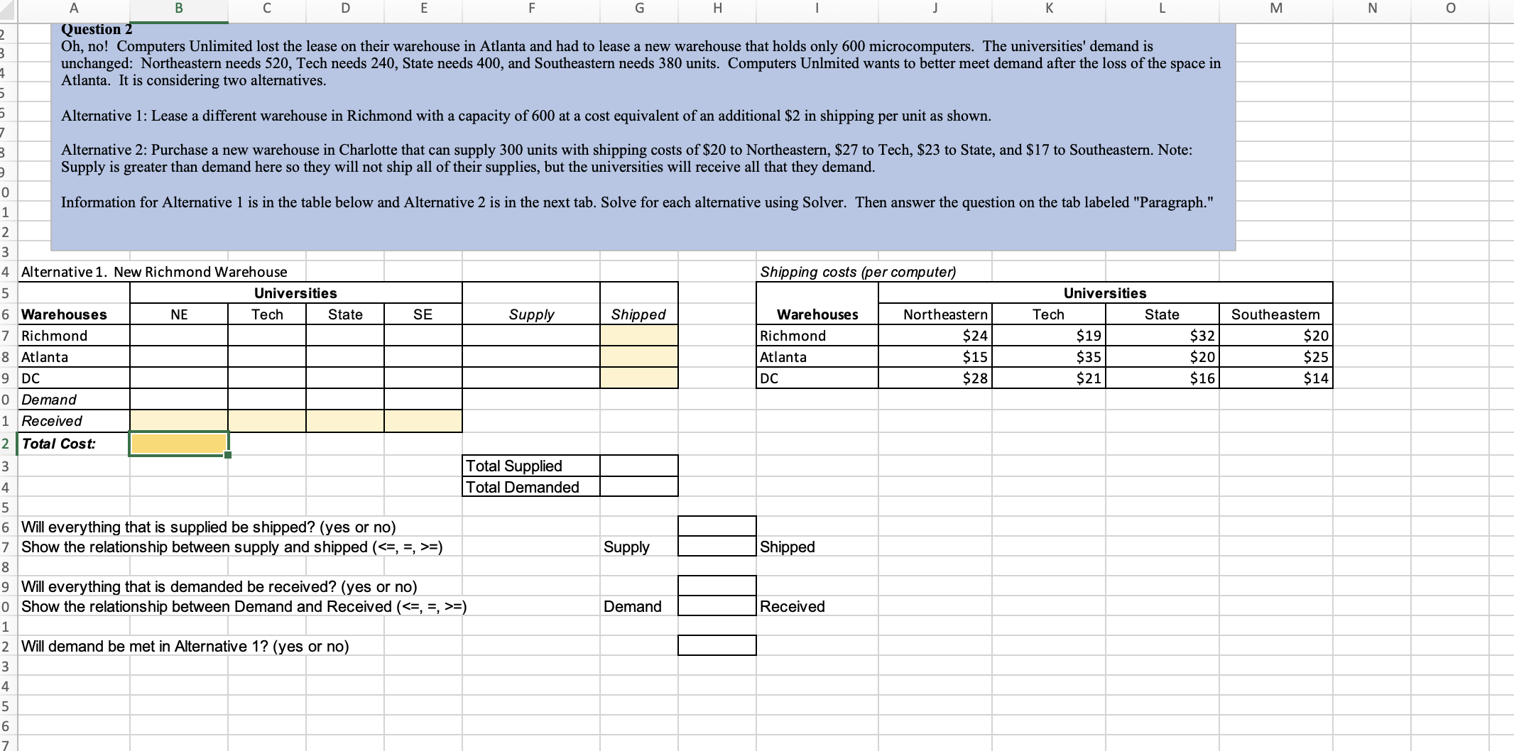  Part Two Question 2 Oh, no! Computers Unlimited lost the lease