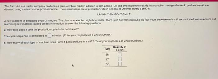2 demand using a mixed model producton line. The current sequence of