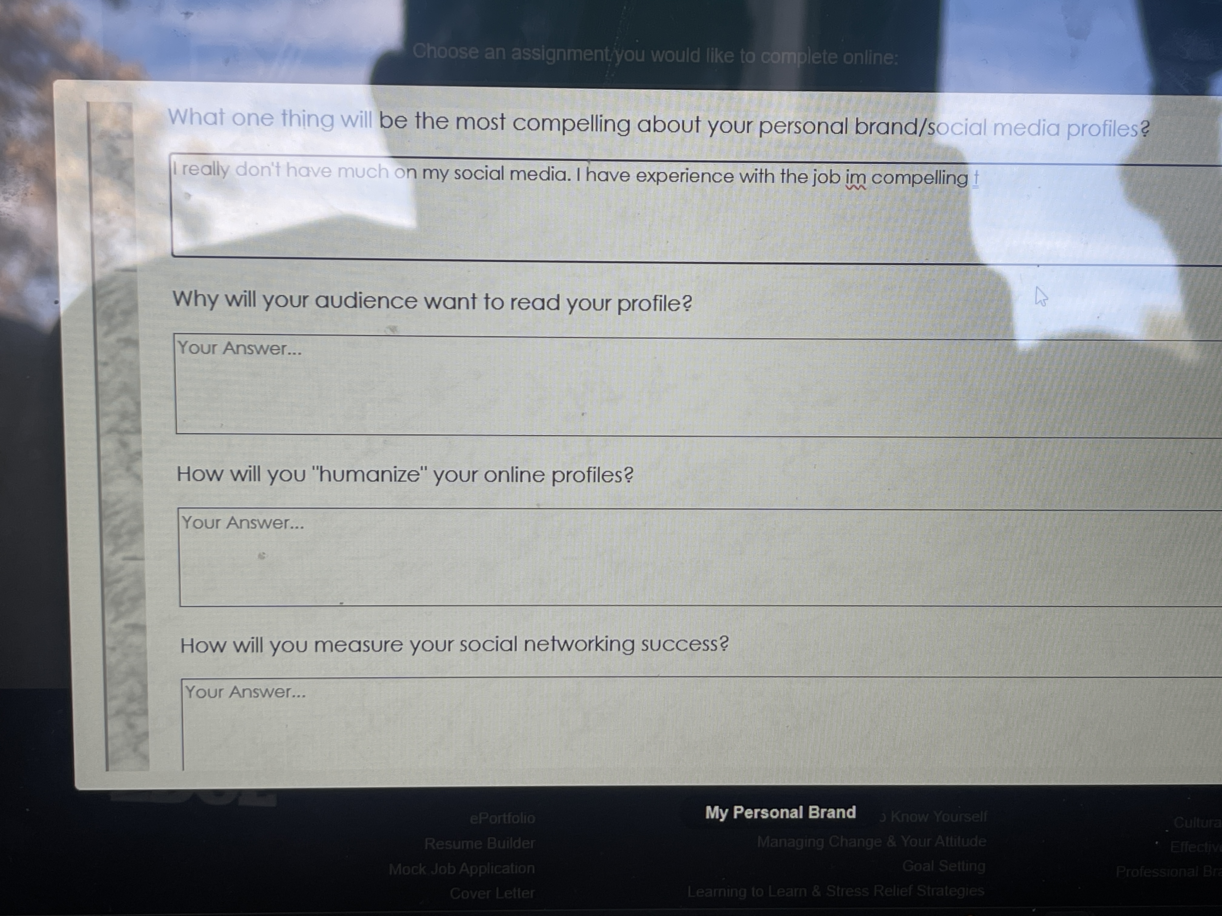  What one thing will be the most compelling about your personal