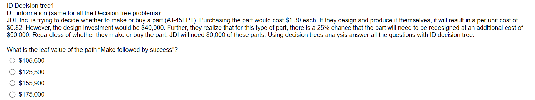 ID Decision tree1 DT information (same for all the Decision tree