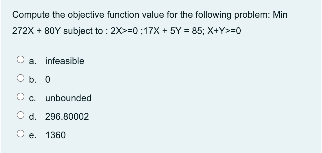  Compute the objective function value for the following problem: Min \\(