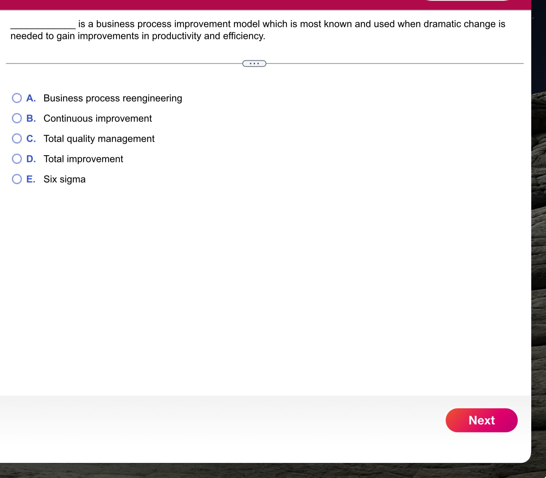  is a business process improvement model which is most known and