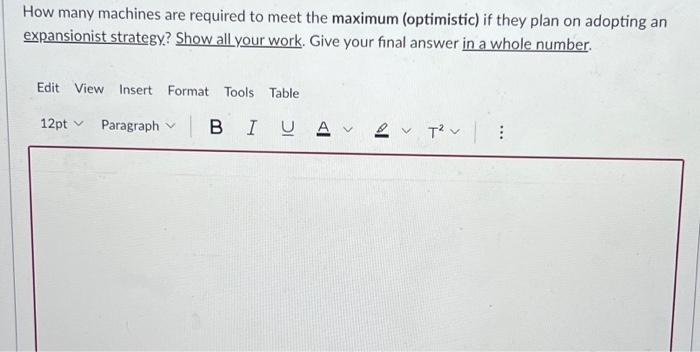 expected demand if they plan on adopting an expansionist strategy? Show all