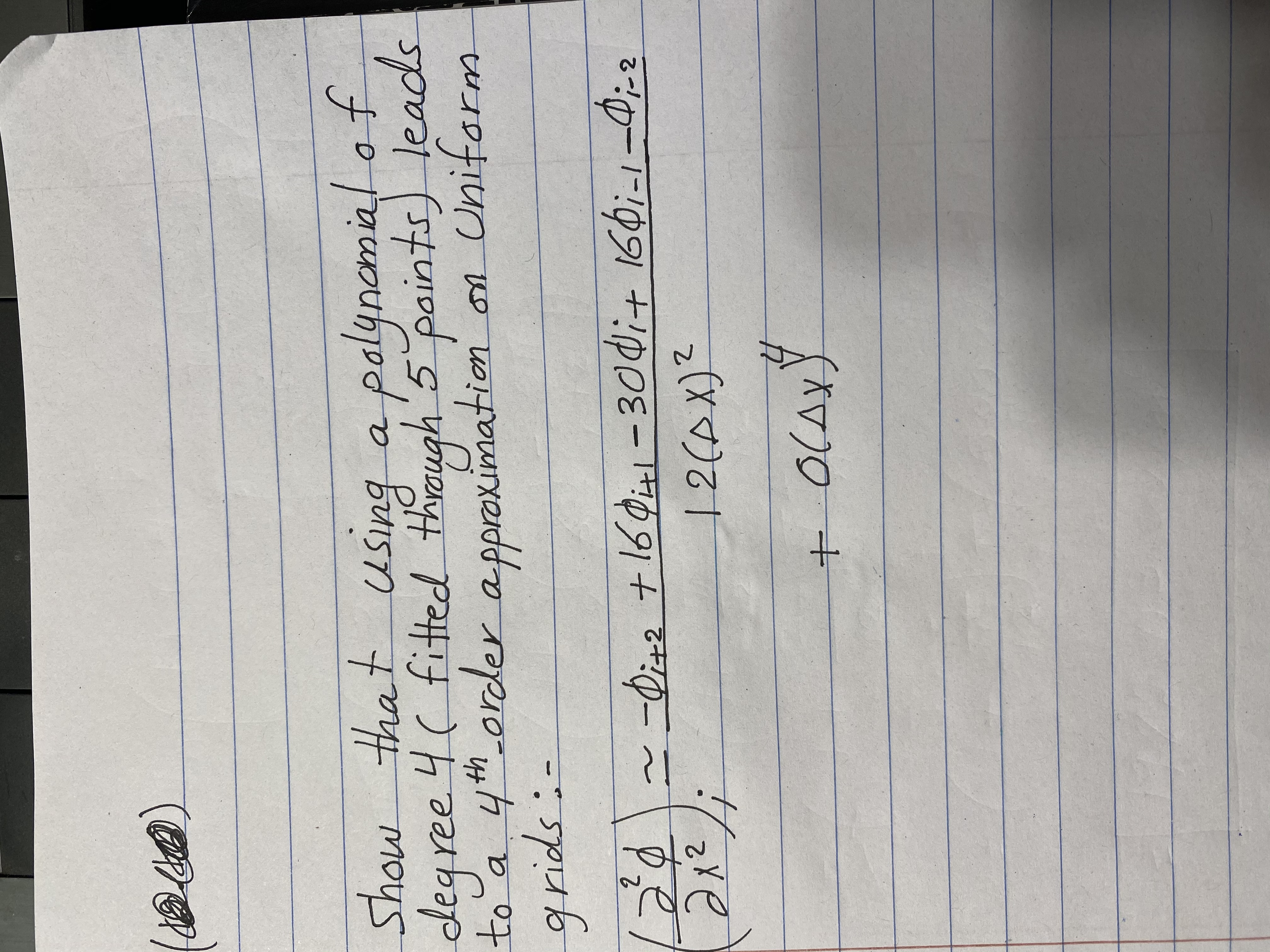 please solve this problem Show that using a polynomial of degree 4
