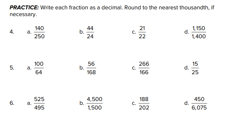 thousandth, if necessary. 4. a. E h. E e. a :1. E