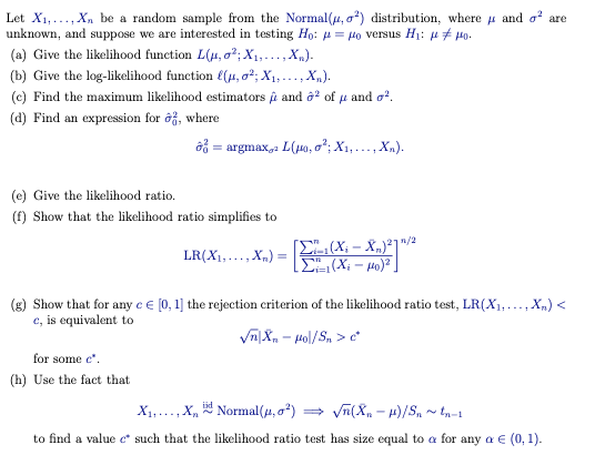 please help Let Xi, .... Xn be a random sample from the