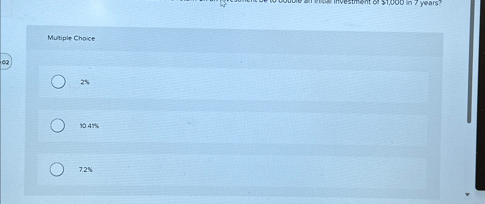  Multiple Choice 2% 10.41% 7.2% 