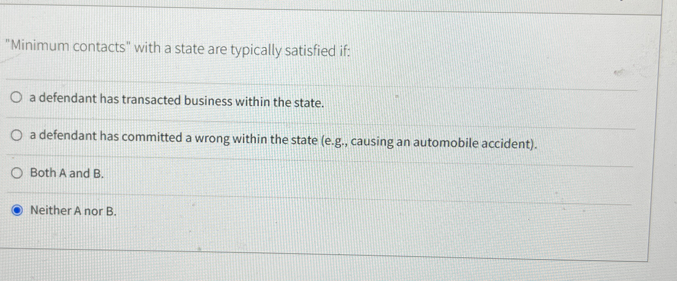  "Minimum contacts" with a state are typically satisfied if: a defendant