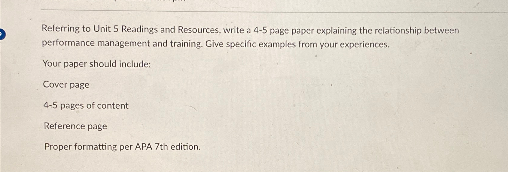 Referring to Unit 5 Readings and Resources, write a 4-5 page