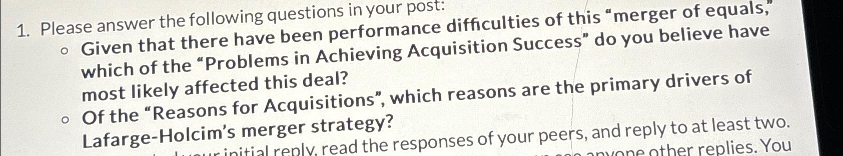  Please answer the following questions in your post: Given that there