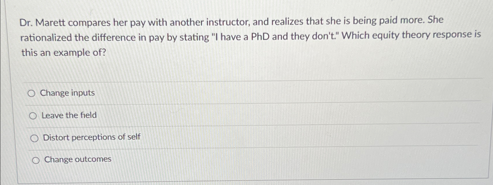  Dr. Marett compares her pay with another instructor, and realizes that