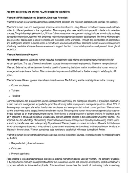  Human Resource Management - 30 marks Read the case study and