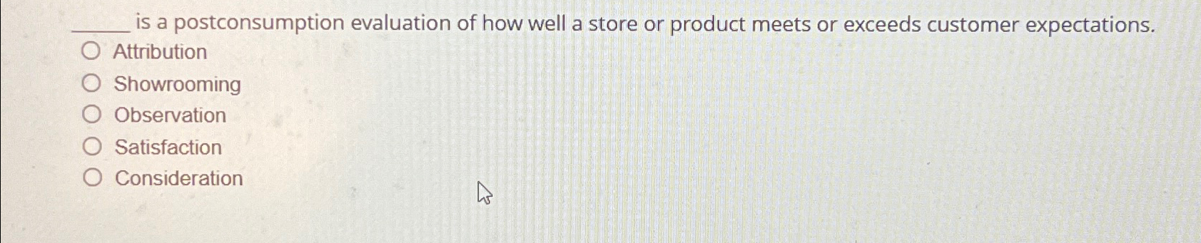  is a postconsumption evaluation of how well a store or product