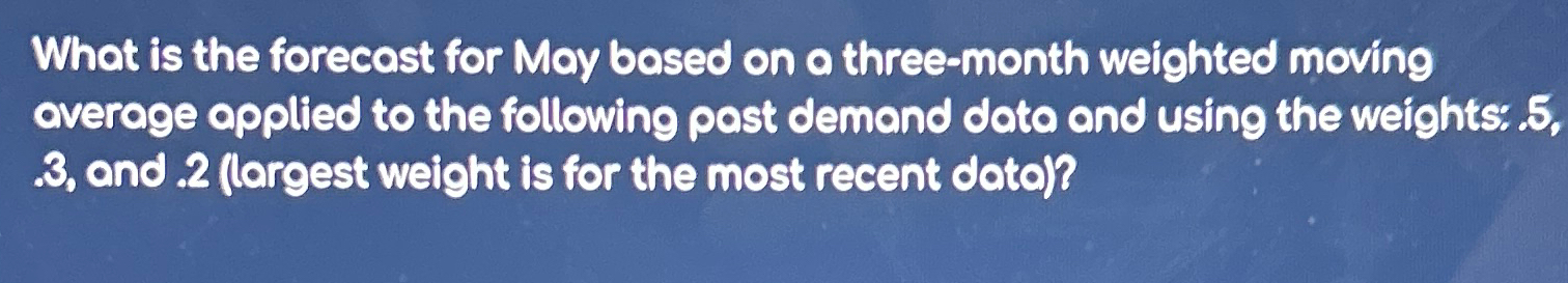  What is the forecast for May based on a three-month weighted