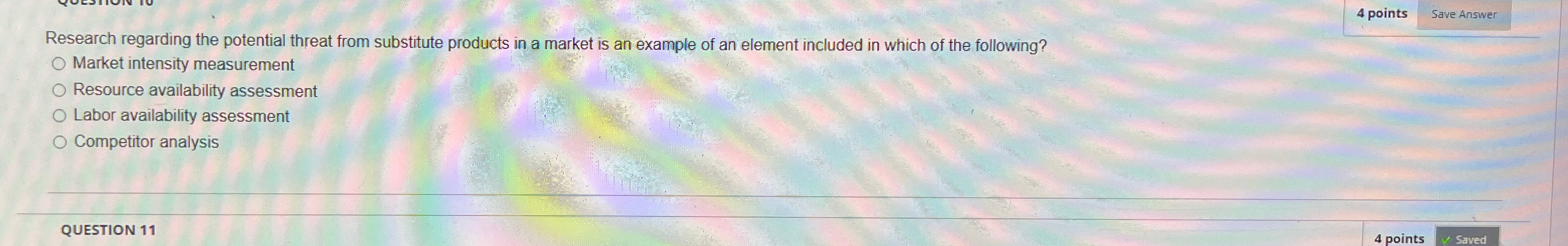  4 points Save Answer Research regarding the potential threat from substitute