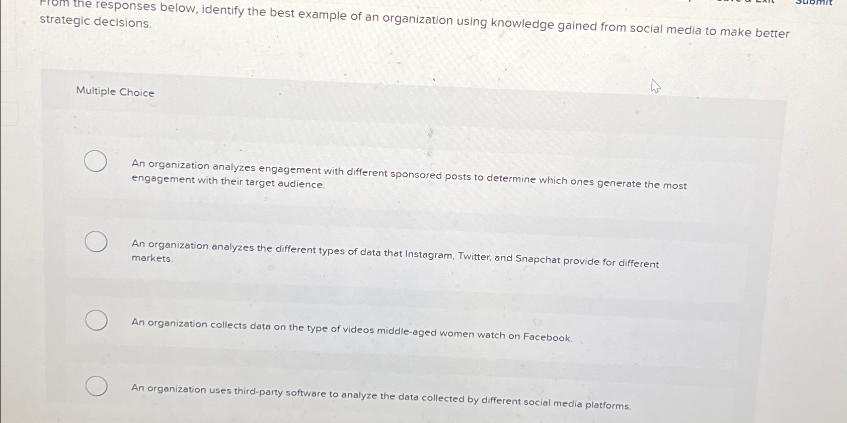  example of an organization using knowledge gained from social media to