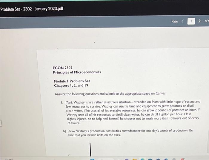  ECON 2302 Principles of Microeconomics Module I Problem Set Chapters I,