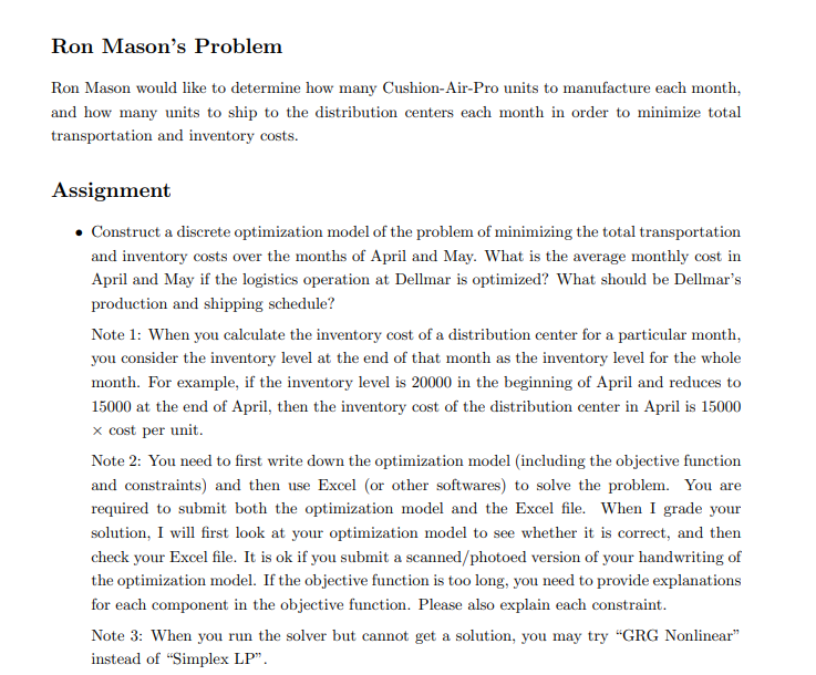  Ron Mason's Problem Ron Mason would like to determine how many