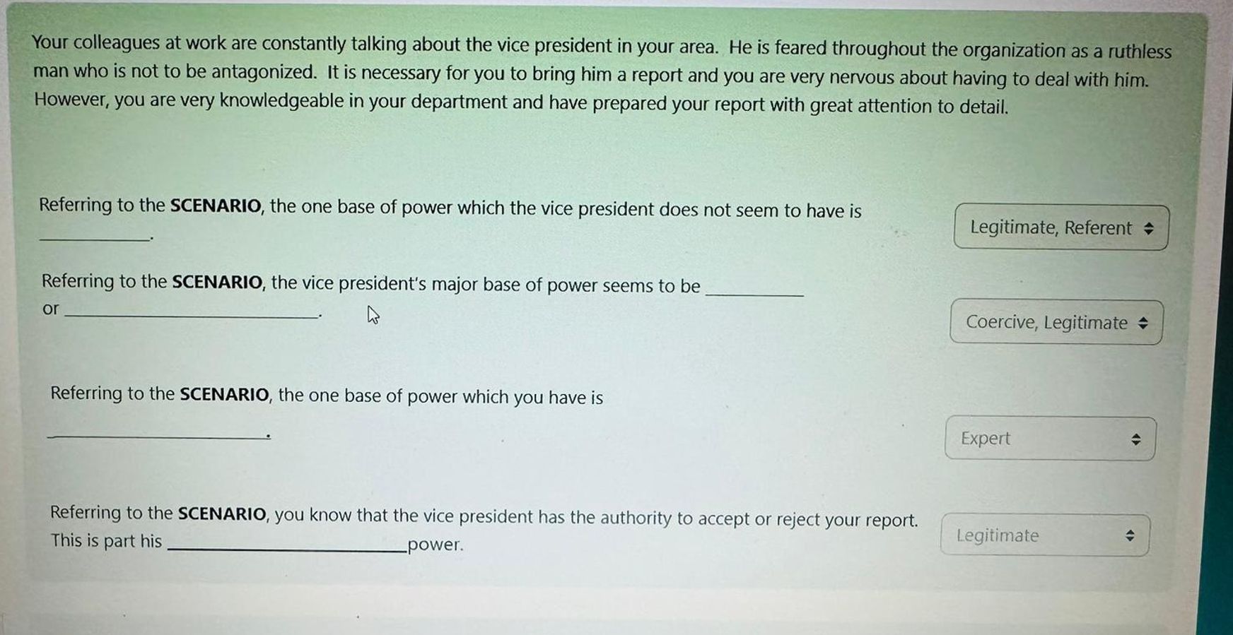  Your colleagues at work are constantly talking about the vice president