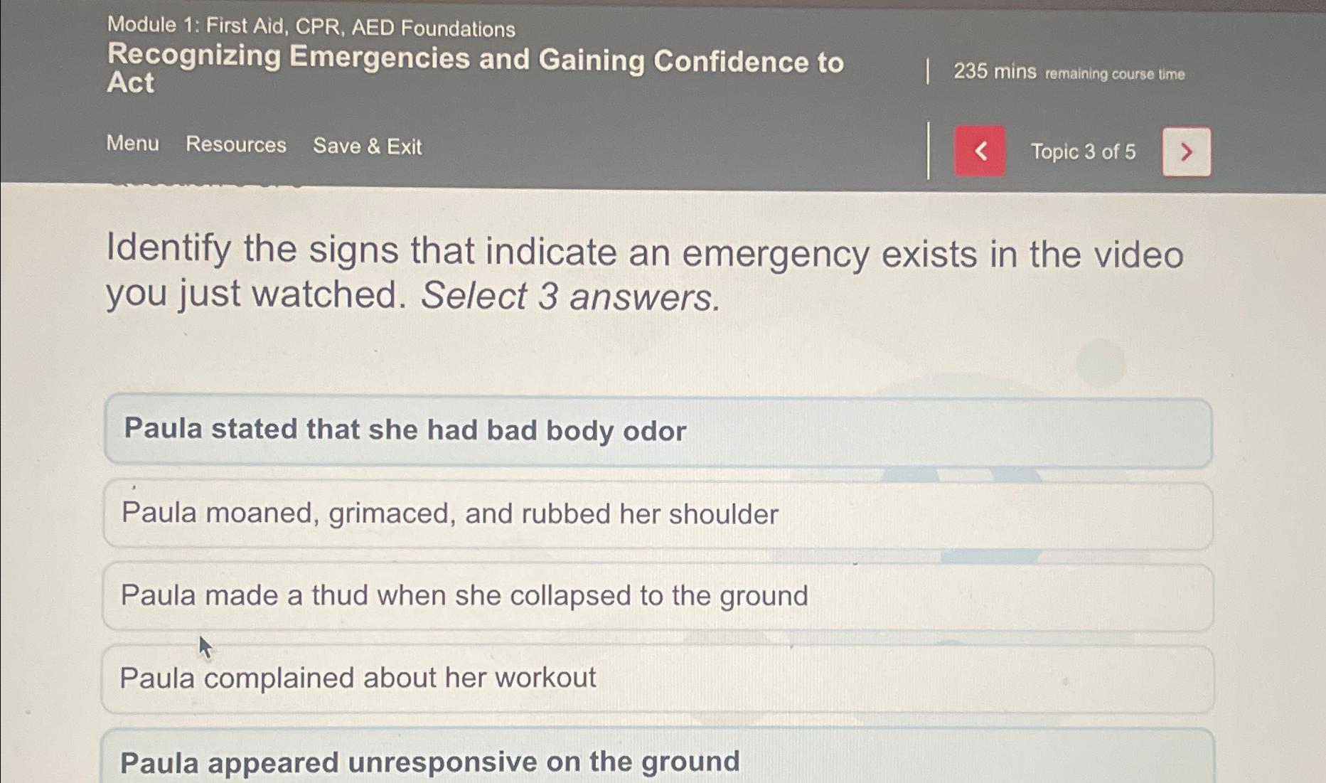  Module 1: First Aid, CPR, AED Foundations Recognizing Emergencies and Gaining