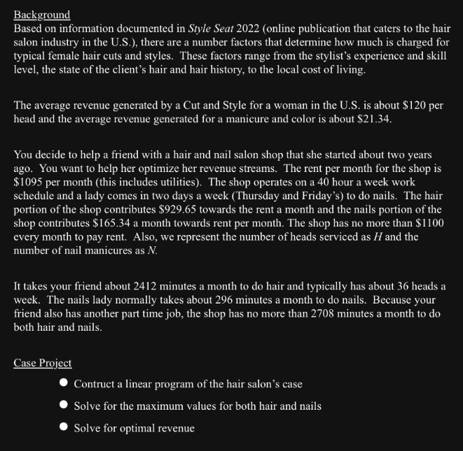  Background Based on information documented in Style Seat 2022(online publication that
